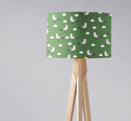 Green Lampshade with a Seagull Design, Ceiling or Table Lamp Shade