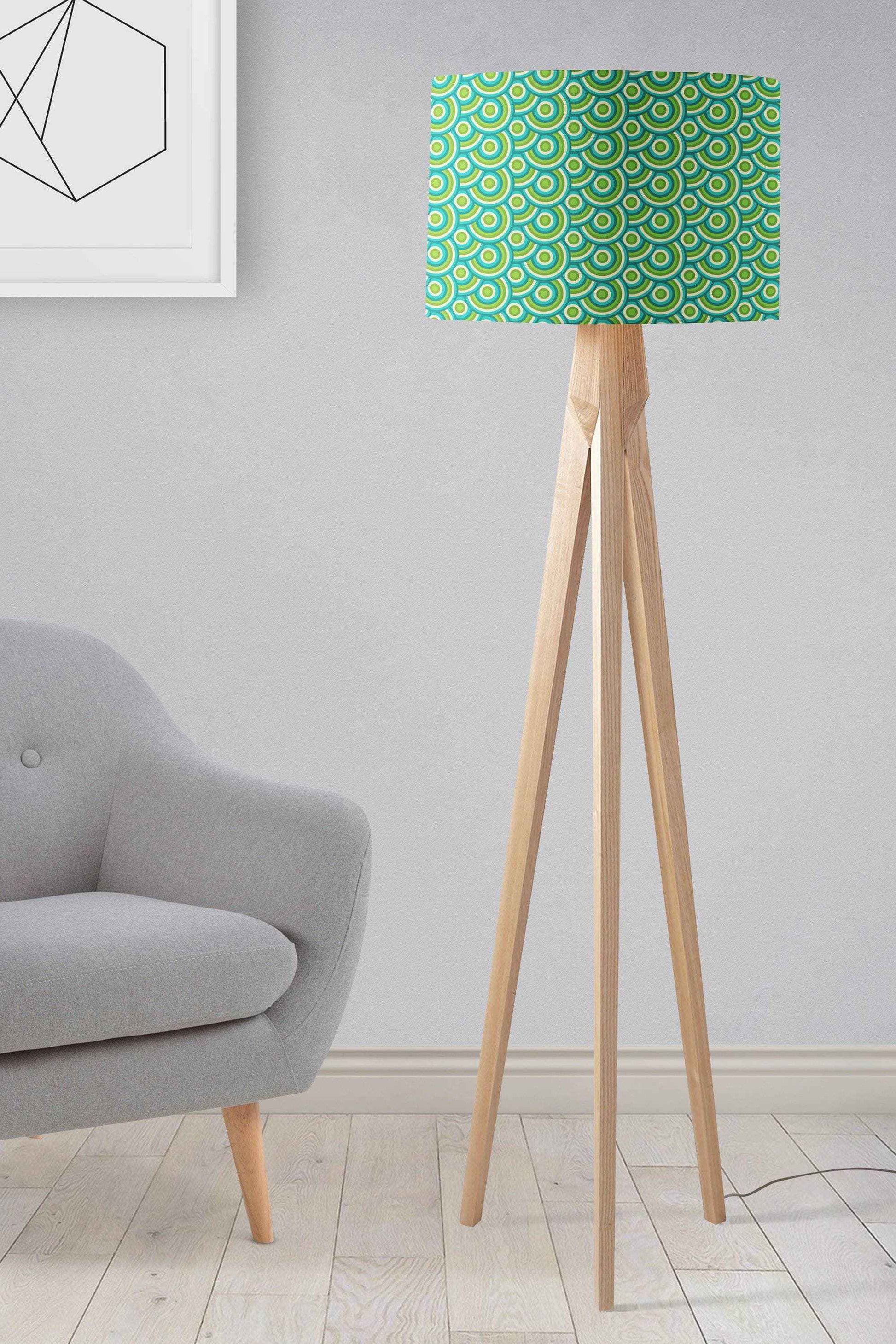 Green with a 70's Retro Circles DesignLampshade, Ceiling or Table Lamp Shade