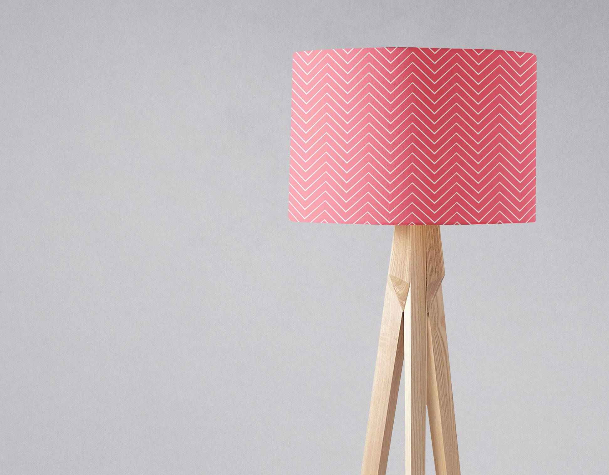 Pink Lampshade with a White Chevron Design, Ceiling or Table Lamp Shade