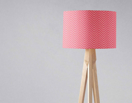 Pink Lampshade with a White Chevron Design, Ceiling or Table Lamp Shade