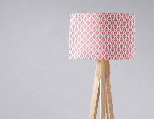 Pink Lampshade with a White Geometric Design, Ceiling or Table Light Shade