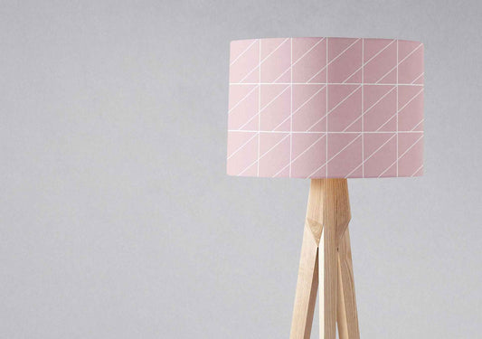 Blush Pink with a White Geometric Design Lampshade, Ceiling or Table Lamp Shade