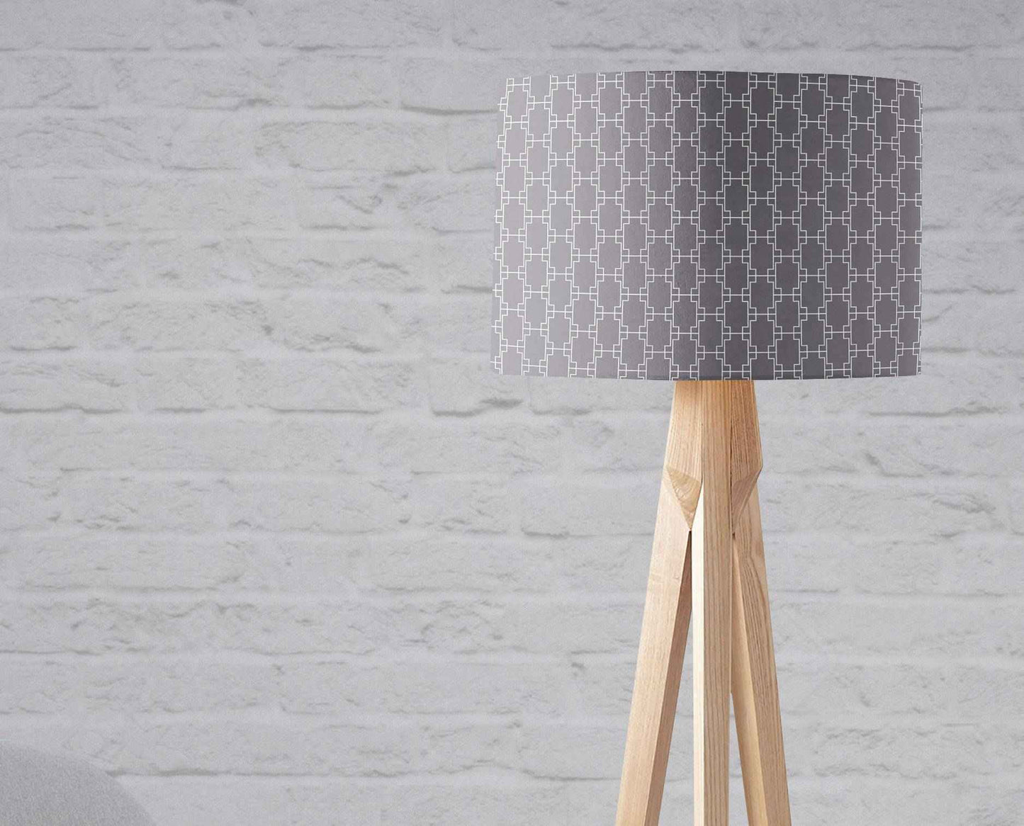 Grey with White Squares Geometric Design Lampshade, Ceiling or Table Lamp Shade