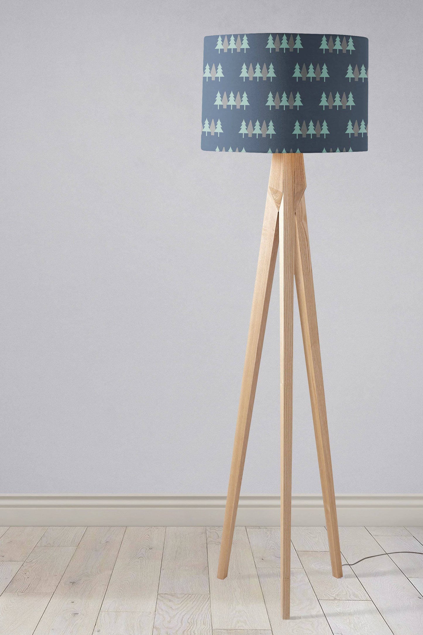 Dark Blue Scandinavian Forest Lampshade, Ceiling or Table Lamp Shade