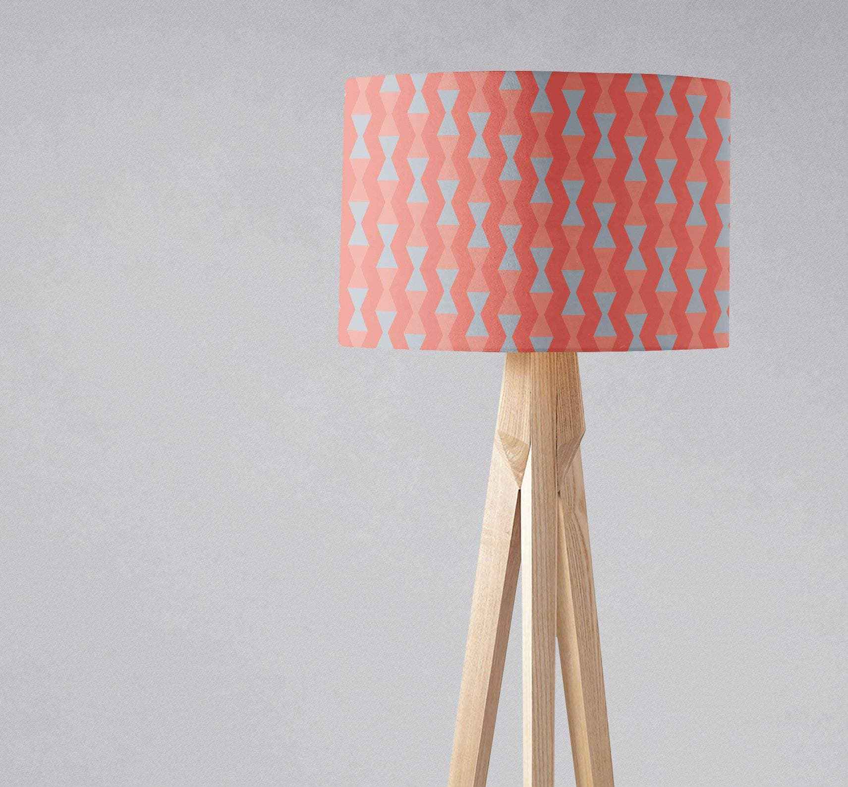 Coral and Grey Mid century Modern Retro Lampshade