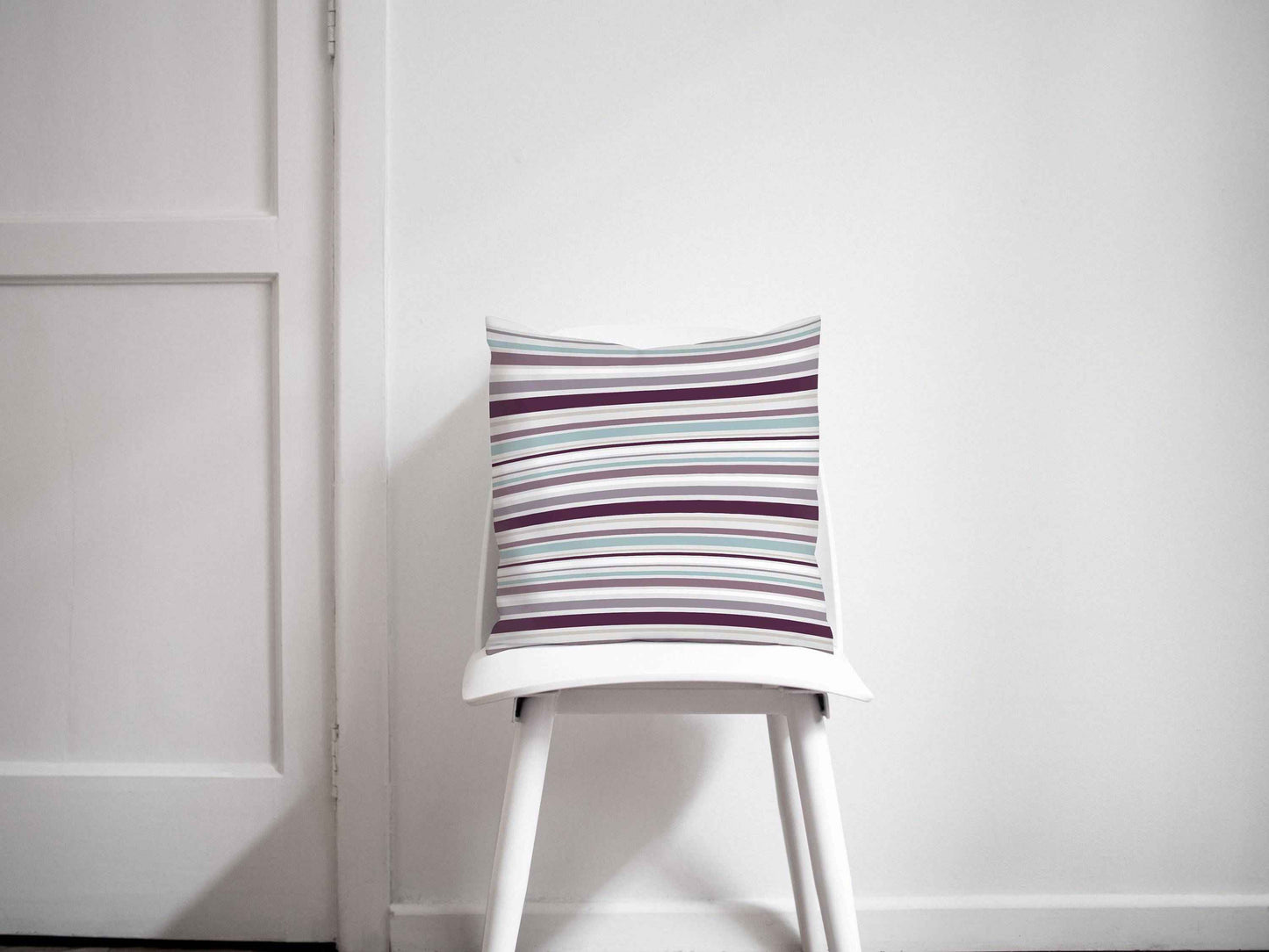 Purple and Duck Egg Blue Striped Cushion, Throw Pillow