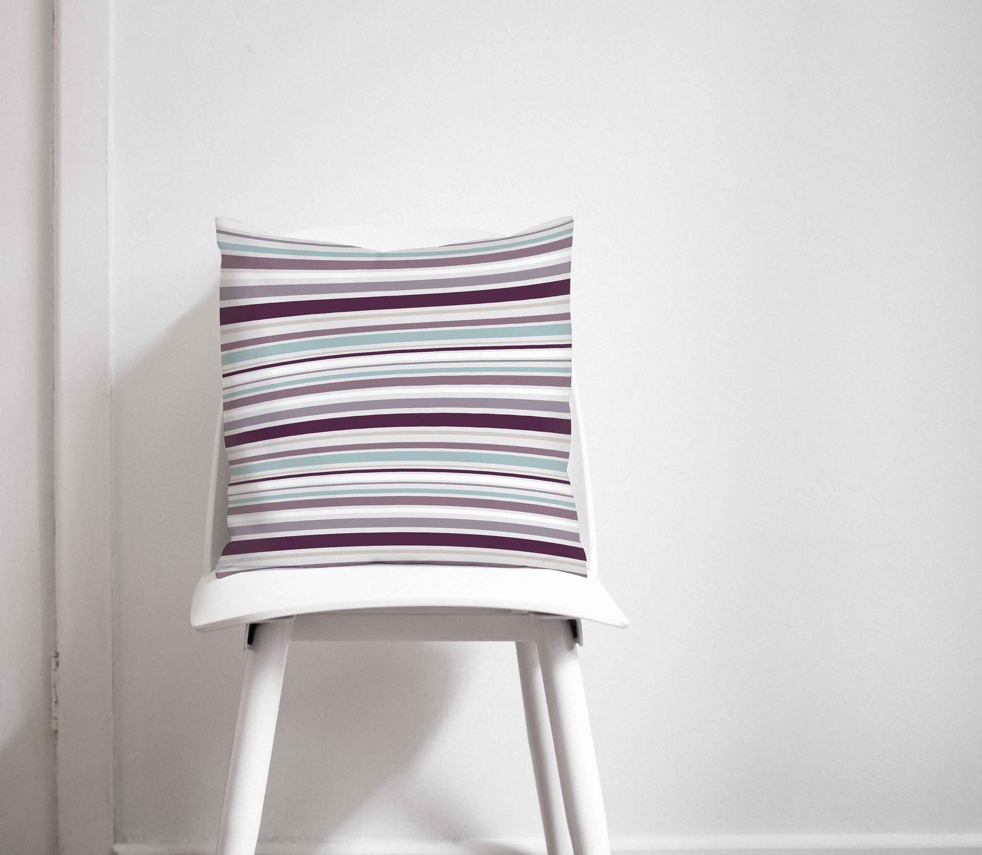 Purple and Duck Egg Blue Striped Cushion, Throw Pillow