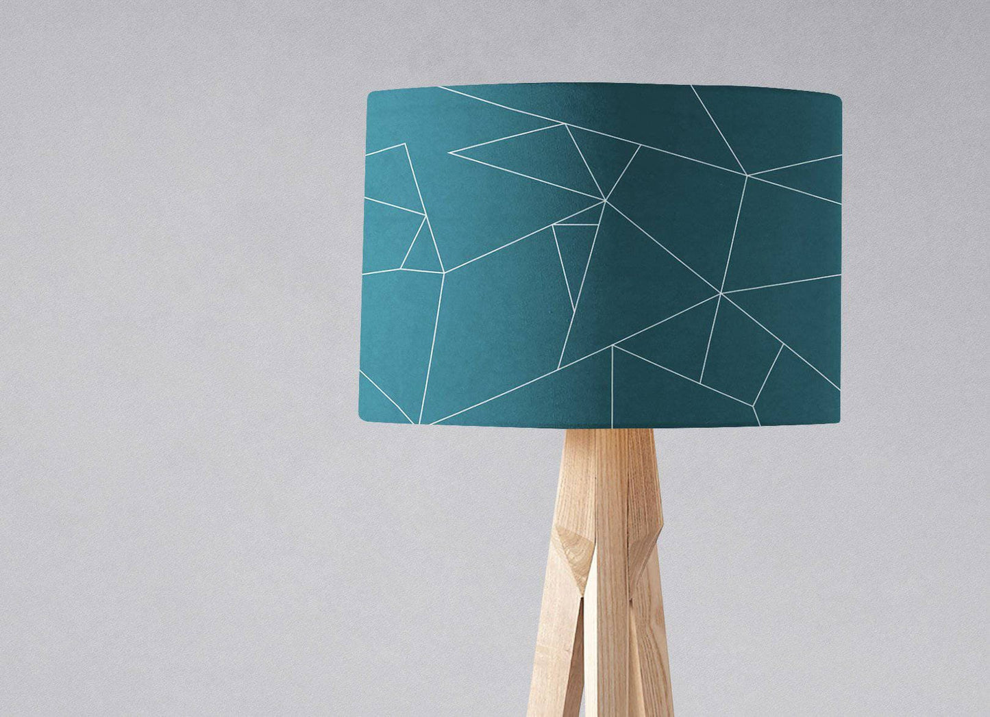 Teal Lampshade with White Lines Geometric Design, Ceiling or Table Lamp