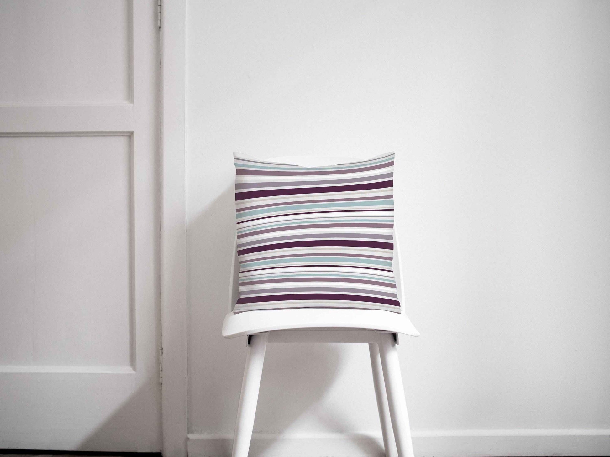 Purple and Duck Egg Blue Striped Cushion, Throw Pillow