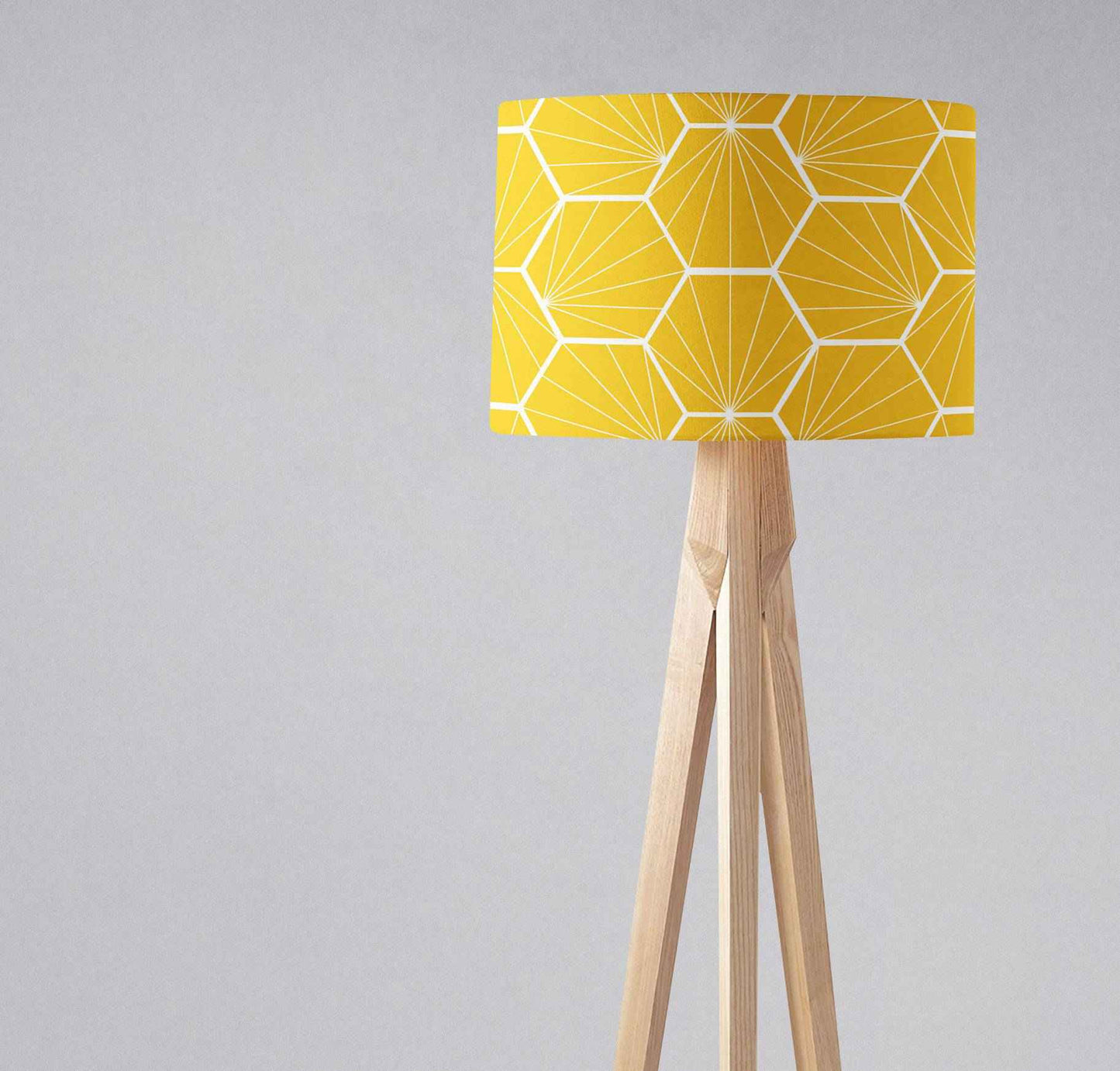 Yellow Lampshade with a White Hexagon Design, Ceiling, Table Lamp Shade