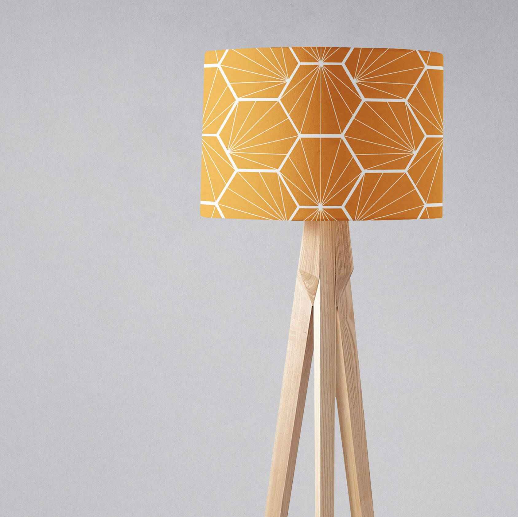 Butterscotch Yellow Geometric Hexagons Lampshade, Ceiling or Table Lamp Shade