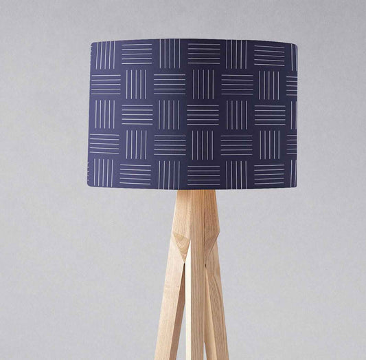 Navy Blue with White Lines Geometric Design Lampshade