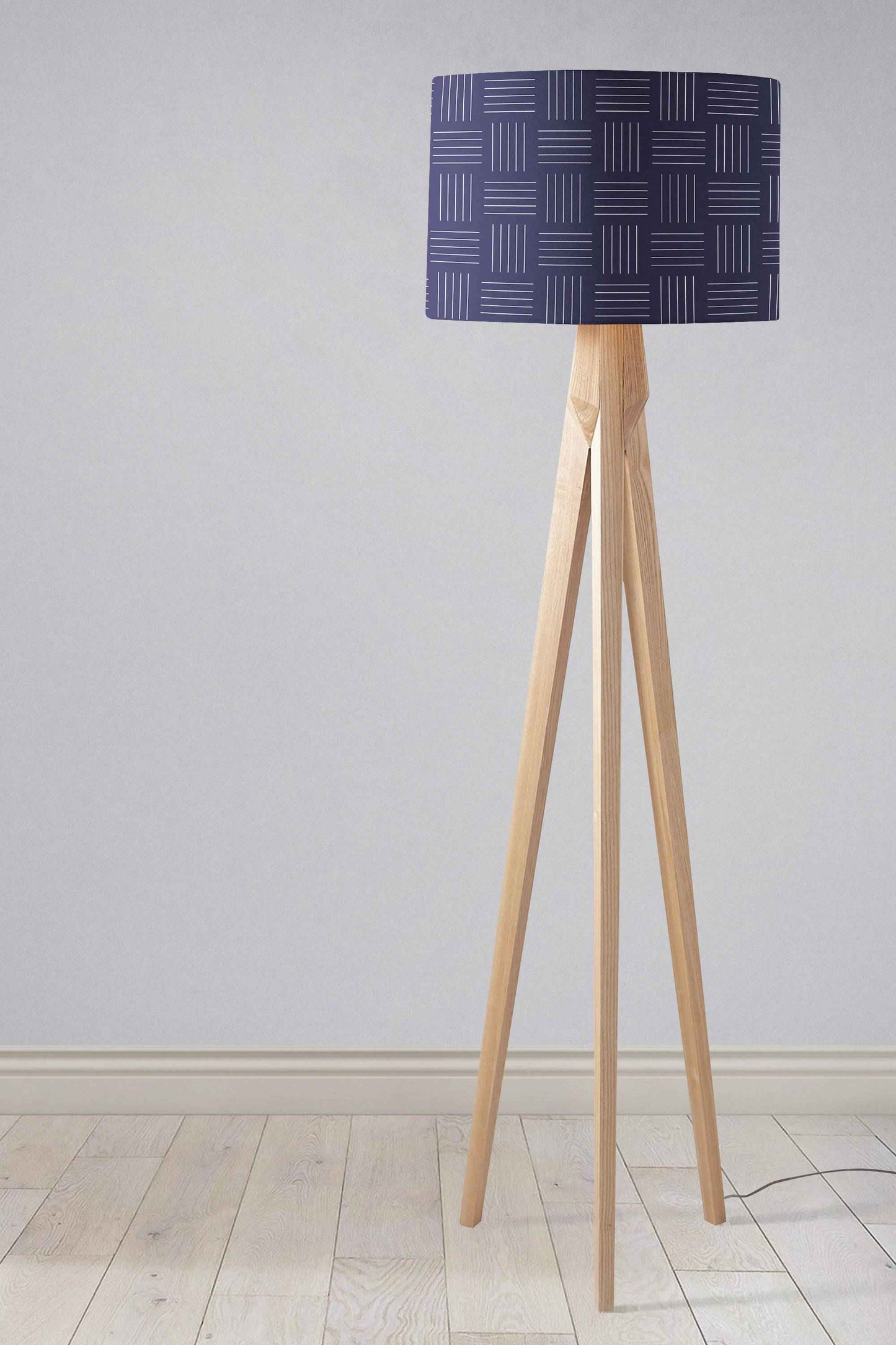 Navy Blue with White Lines Geometric Design Lampshade