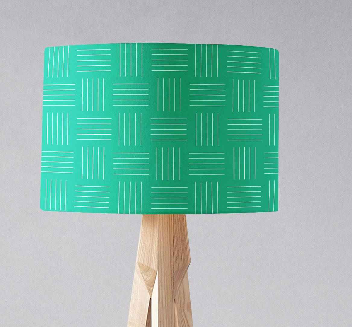 Green with a White Lines Geometric Design Lampshade, Ceiling or Table Lamp Shade