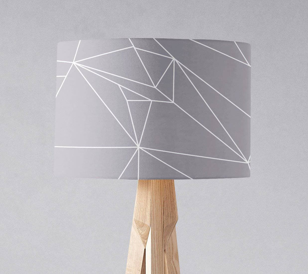 Grey with a White Lines Geometric Design Lampshade, Ceiling or Table Lamp Shade
