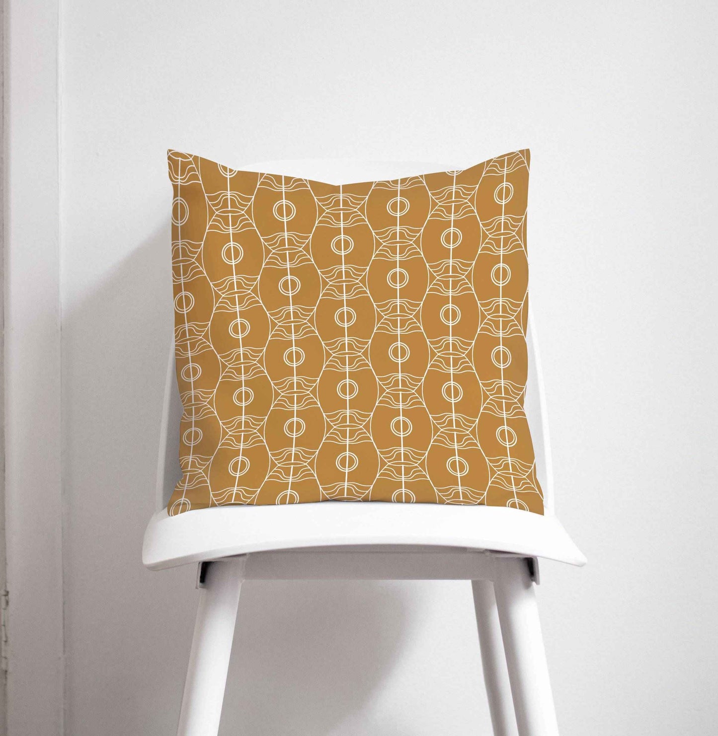 Gold and White Art Nouveau Design Cushion, Throw Pillow