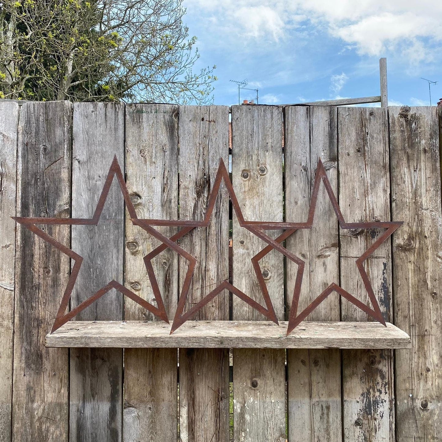 3 Large Rusty Metal barn STARS.