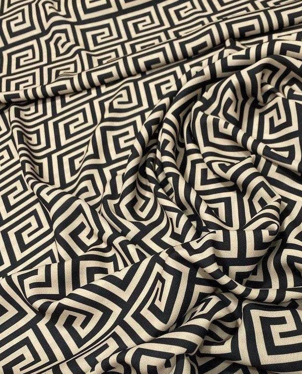 Greek Key Design Fabric by Metre