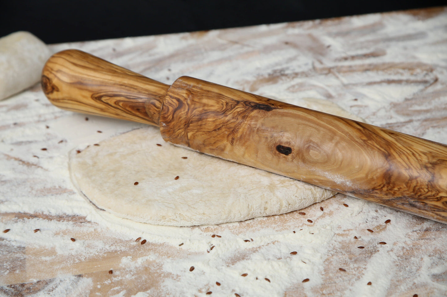 Olive Wood Professional Rolling Pin | Traditional Hardwood Pastry Dough Roller