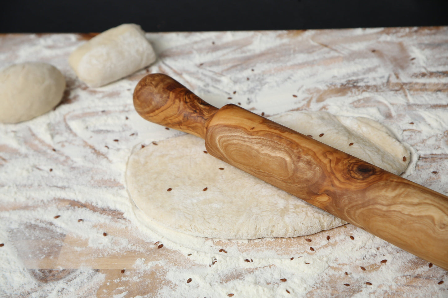 Olive Wood Professional Rolling Pin | Traditional Hardwood Pastry Dough Roller
