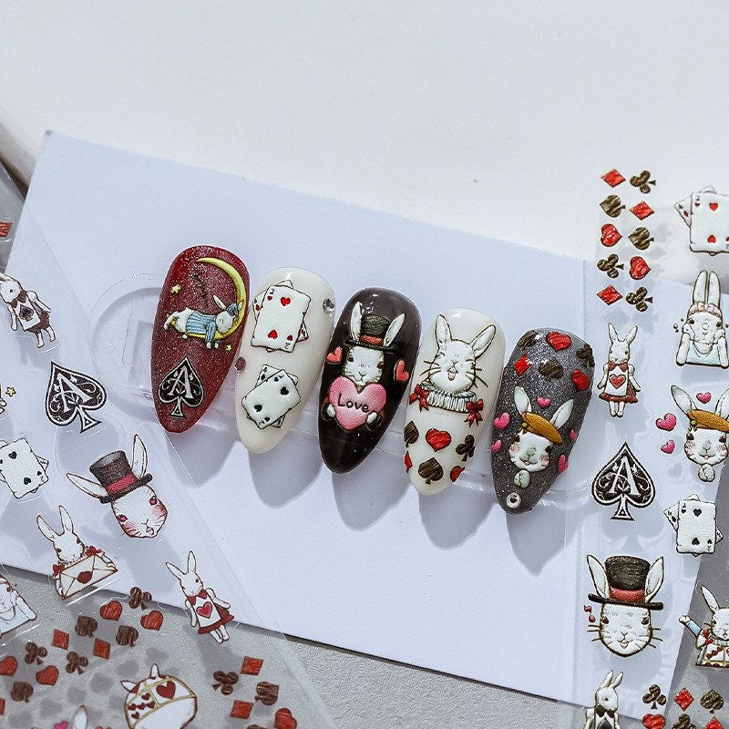 Hello Claws | Alice Wonderland Embossed Pattern Design Nail Deco Sticker