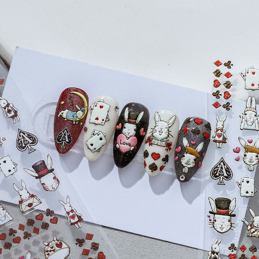Hello Claws | Alice Wonderland Embossed Pattern Design Nail Deco Sticker