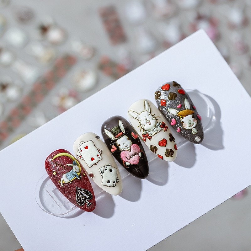 Hello Claws | Alice Wonderland Embossed Pattern Design Nail Deco Sticker