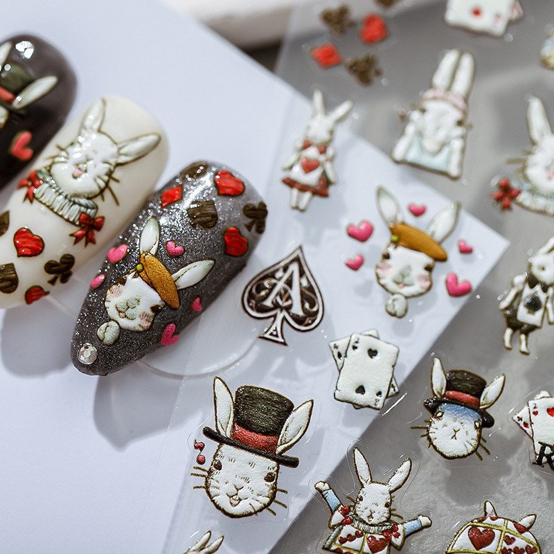 Hello Claws | Alice Wonderland Embossed Pattern Design Nail Deco Sticker