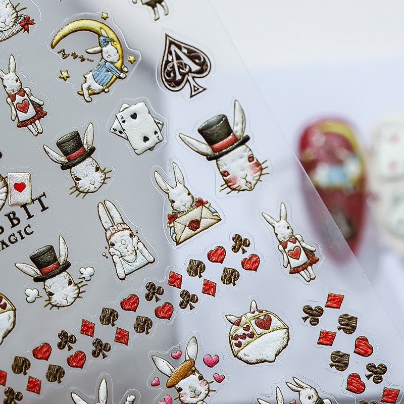 Hello Claws | Alice Wonderland Embossed Pattern Design Nail Deco Sticker