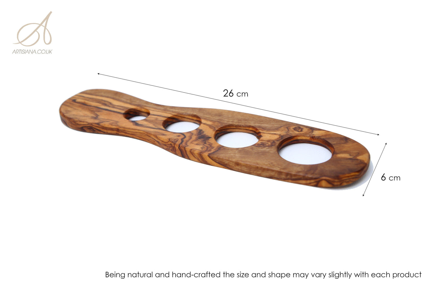 Handcrafted Olive Wood Spaghetti Measure - 4 Hole Pasta Portioning Gadget