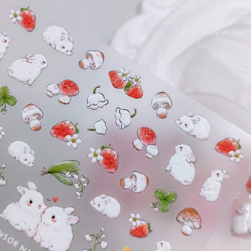 Hello Claws | Nail Deco Pink Strawberry Bunny Sticker