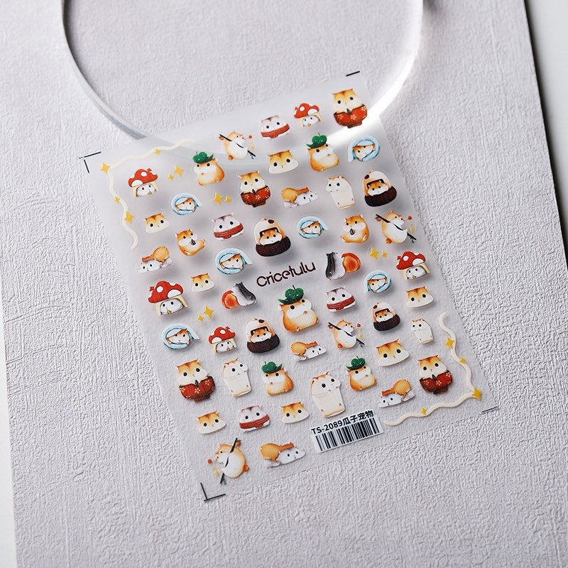 Hello Claws | Chipmunk Embossed Pattern Design Nail Deco Sticker