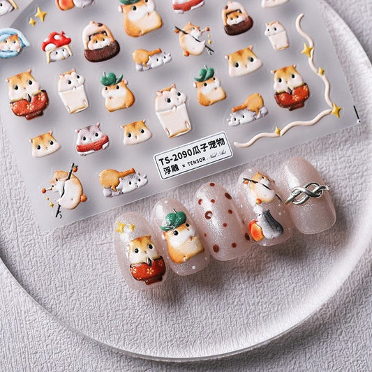 Hello Claws | Chipmunk Embossed Pattern Design Nail Deco Sticker