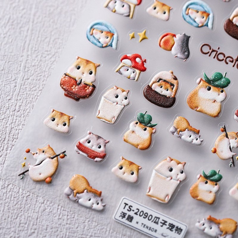 Hello Claws | Chipmunk Embossed Pattern Design Nail Deco Sticker