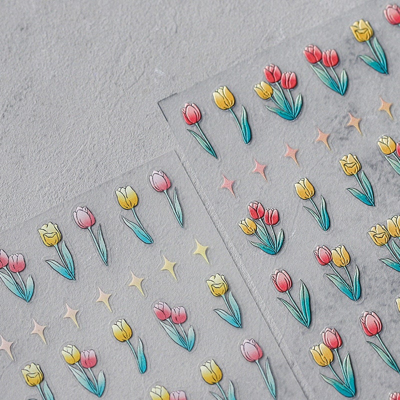 Hello Claws | Spring Tulip Flower Star 5D Embossed Pattern Design Nail Deco Sticker