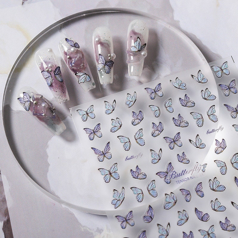 Hello Claws | Purple Dream Butterfly 5D Embossed Pattern Design Nail Deco Sticker
