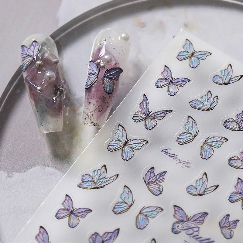 Hello Claws | Purple Dream Butterfly 5D Embossed Pattern Design Nail Deco Sticker