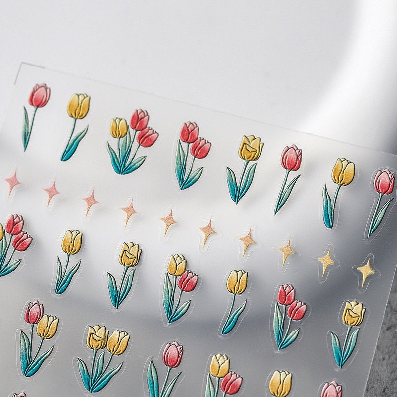 Hello Claws | Spring Tulip Flower Star 5D Embossed Pattern Design Nail Deco Sticker