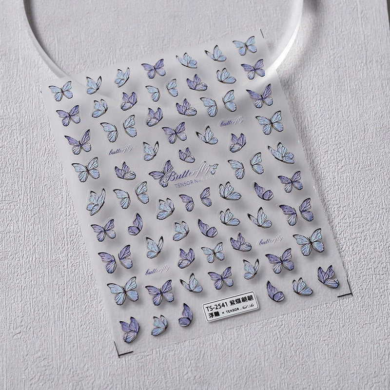 Hello Claws | Purple Dream Butterfly 5D Embossed Pattern Design Nail Deco Sticker