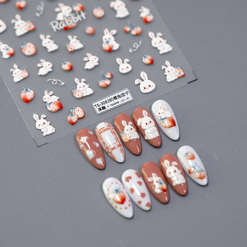 Hello Claws | Strawberry and Bunny Nail Deco Sticker