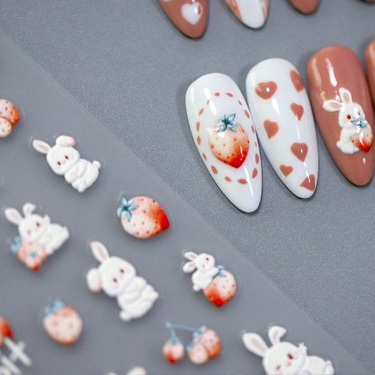 Hello Claws | Strawberry and Bunny Nail Deco Sticker