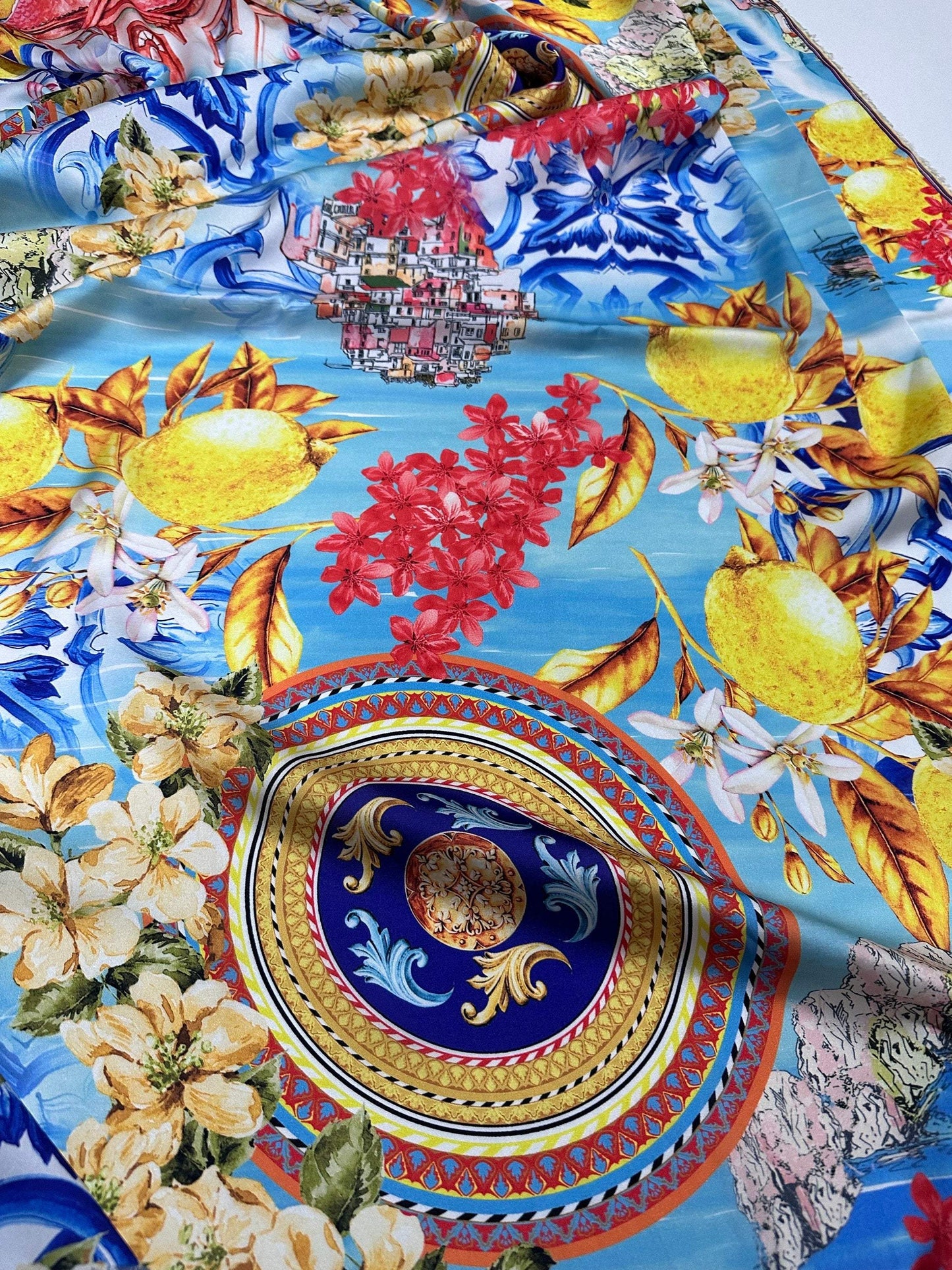 Majolica Sicilian Print Fabric by Metre
