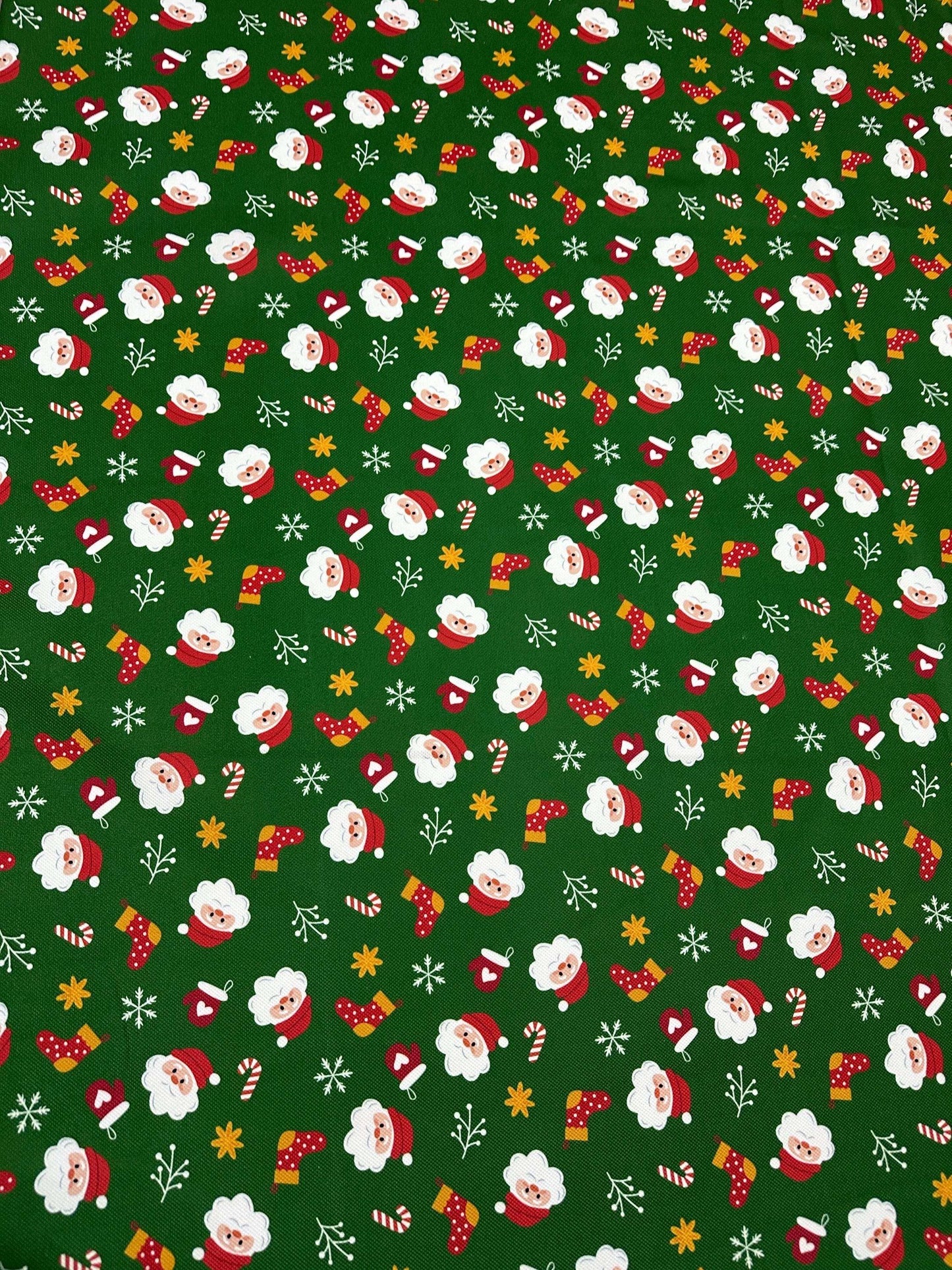 Green Santa Claus Christmas Fabric Sold by Metre