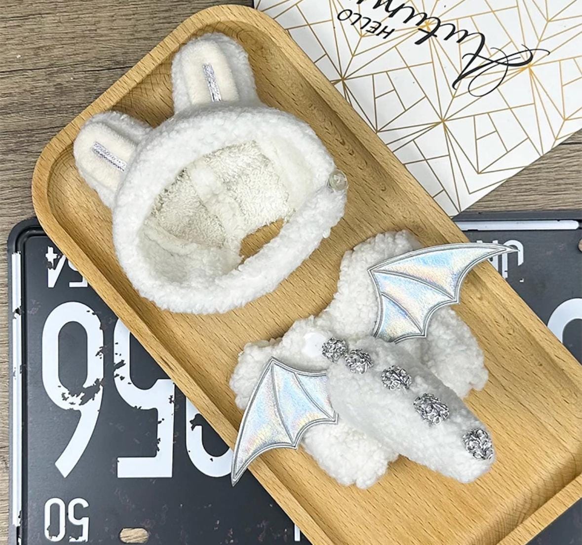 Doll Monster Suit Outfit – Teddy Fleece Style – For15-18cm doll– Brown or White – Doll Clothes No Figure