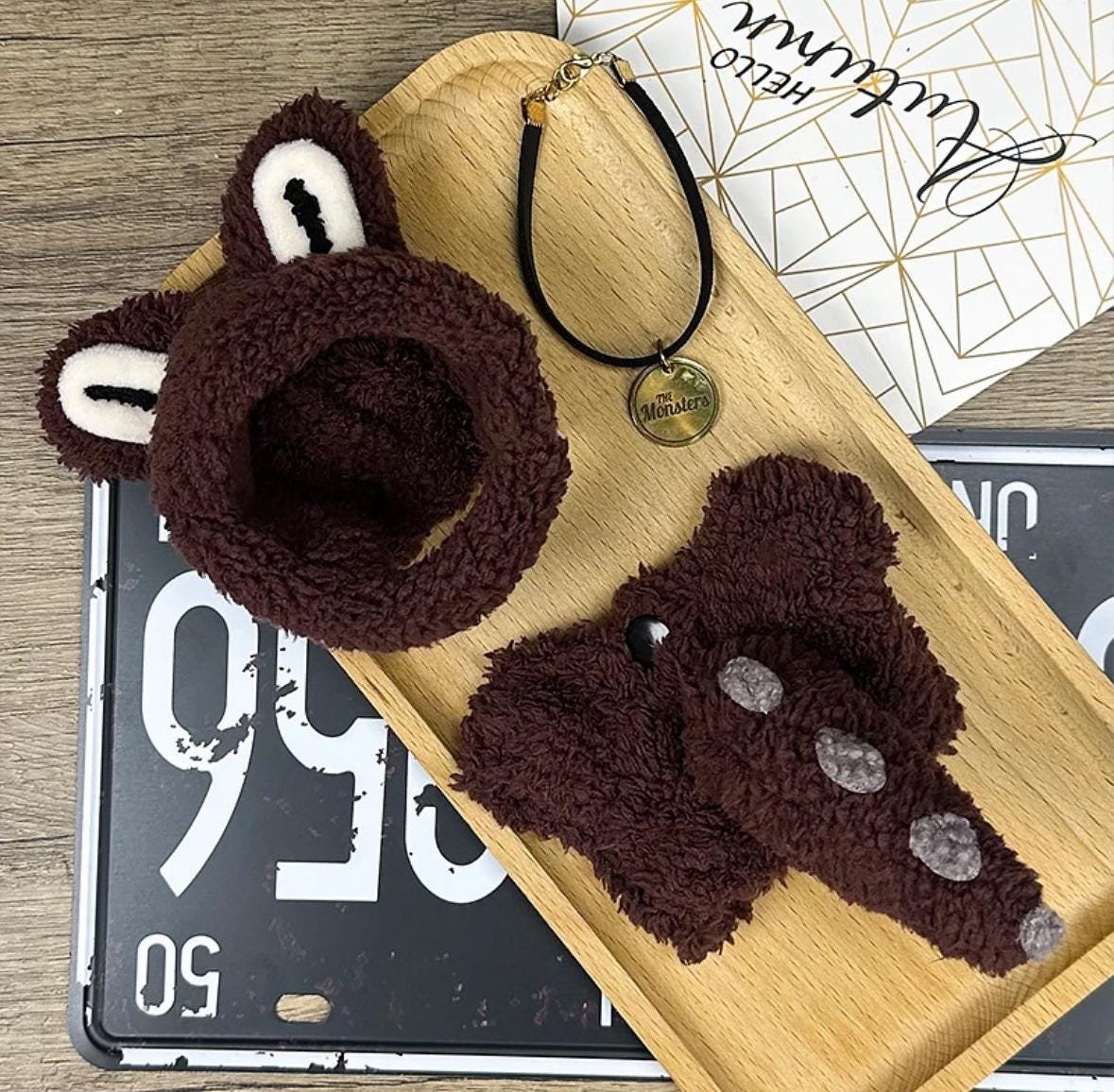 Doll Monster Suit Outfit – Teddy Fleece Style – For15-18cm doll– Brown or White – Doll Clothes No Figure