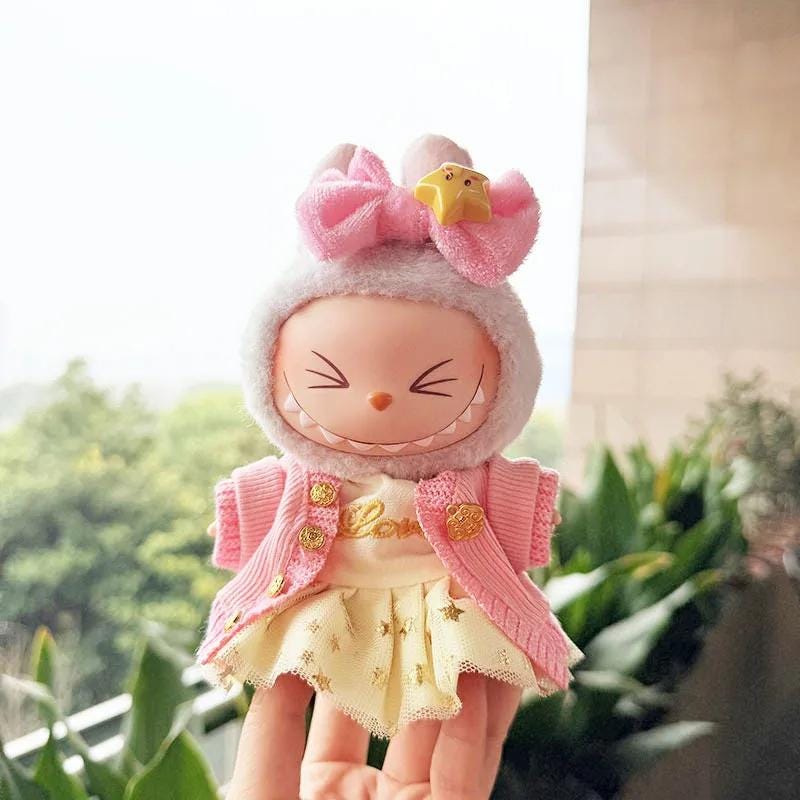 17cm Labubu Doll Clothes 3 Pieces - Outfit Plush doll clothes Macaron Cute Clothing DIY Kid Gift  - Labubu Costume - Labubu Doll Clothes!
