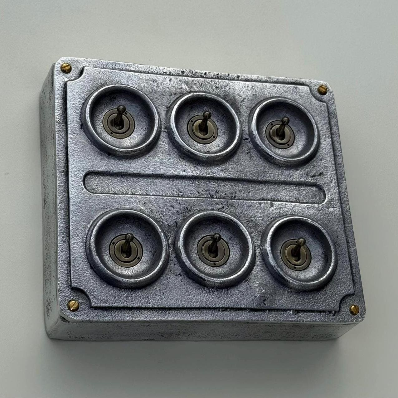 6 Gang 2 Way Solid Cast Metal Conduit Light Switch | Vintage Crabtree Style