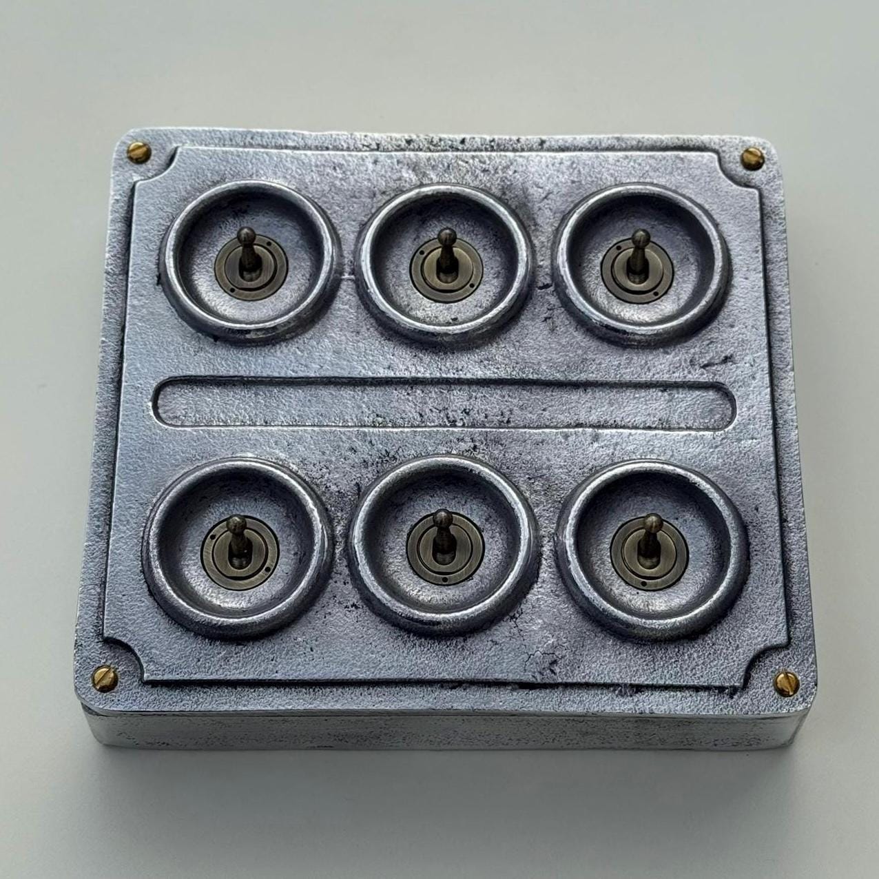 6 Gang 2 Way Solid Cast Metal Conduit Light Switch | Vintage Crabtree Style