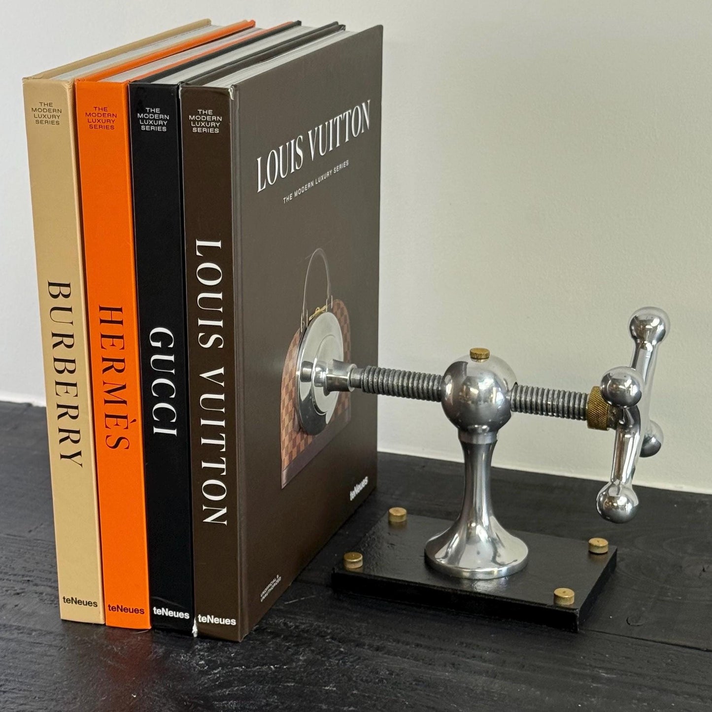 Windlass Bookend Nautical Book Holder Aluminium & Brass | DVD Organizer