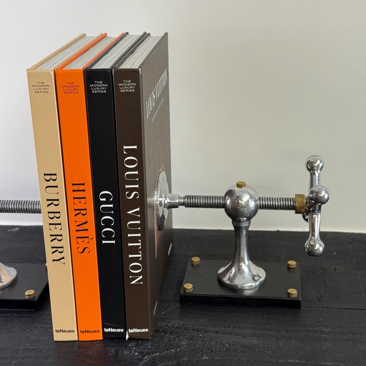 Windlass Bookend Nautical Book Holder Aluminium & Brass | DVD Organizer